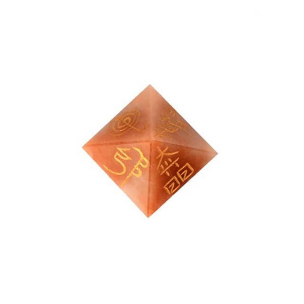 Piramida cu agat portocaliu si simbol Reiki