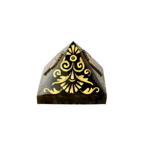 Piramida cu labradorit si simbol Reiki aurit pentru bunastare