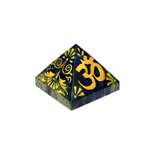 Piramida lapis lazuli si simbol Reiki aurit pentru intelepciune (M)